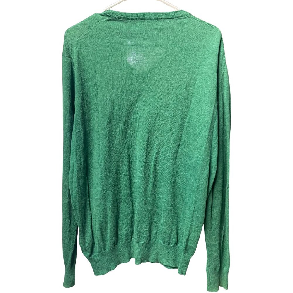 Masters Collection Green V-Neck Sweater Medium Cotton Cashmere Blend - Picture 2 of 5